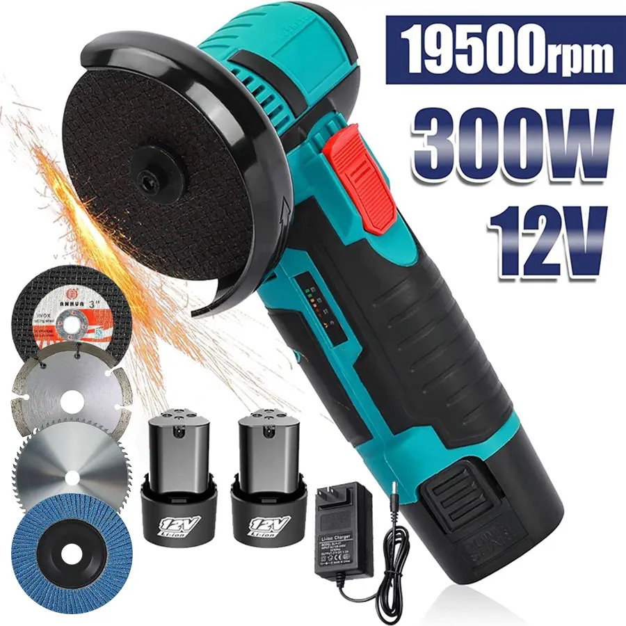 Cordless Mini Brushless Angle Grinder Kit with Cutting Blades